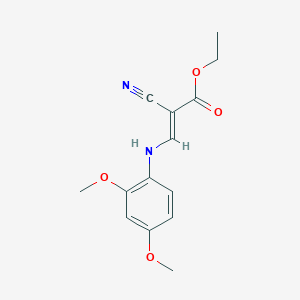 molecular formula C14H16N2O4 B2876391 ethyl (2E)-2-cyano-3-[(2,4-dimethoxyphenyl)amino]prop-2-enoate CAS No. 625373-24-2