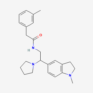 molecular formula C24H31N3O B2876410 N-(2-(1-methylindolin-5-yl)-2-(pyrrolidin-1-yl)ethyl)-2-(m-tolyl)acetamide CAS No. 922088-14-0