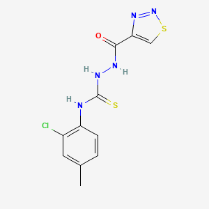 molecular formula C11H10ClN5OS2 B2876417 N-{[(2-chloro-4-methylphenyl)carbamothioyl]amino}-1,2,3-thiadiazole-4-carboxamide CAS No. 2379997-91-6