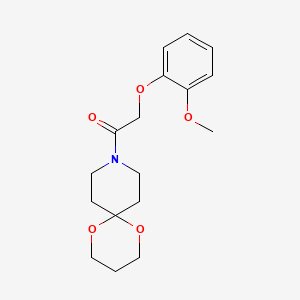 molecular formula C17H23NO5 B2876447 2-(2-Methoxyphenoxy)-1-(1,5-dioxa-9-azaspiro[5.5]undecan-9-yl)ethanone CAS No. 1328339-56-5
