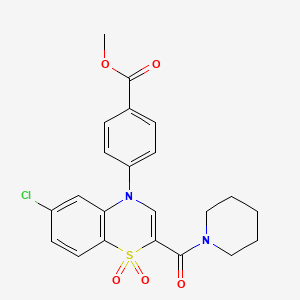 molecular formula C22H21ClN2O5S B2876464 methyl 4-[6-chloro-1,1-dioxido-2-(piperidin-1-ylcarbonyl)-4H-1,4-benzothiazin-4-yl]benzoate CAS No. 1251580-31-0