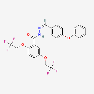 molecular formula C24H18F6N2O4 B2876482 N'-[(1Z)-(4-phenoxyphenyl)methylidene]-2,5-bis(2,2,2-trifluoroethoxy)benzohydrazide CAS No. 477864-05-4