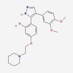 molecular formula C24H29N3O4 B2876513 2-(4-(3,4-dimethoxyphenyl)-1H-pyrazol-3-yl)-5-(2-(piperidin-1-yl)ethoxy)phenol CAS No. 1006290-47-6