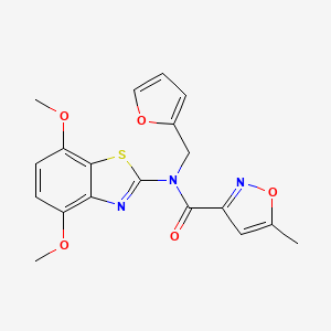 molecular formula C19H17N3O5S B2876522 N-(4,7-dimethoxybenzo[d]thiazol-2-yl)-N-(furan-2-ylmethyl)-5-methylisoxazole-3-carboxamide CAS No. 946202-73-9