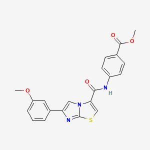 molecular formula C21H17N3O4S B2876538 Methyl 4-(6-(3-methoxyphenyl)imidazo[2,1-b]thiazole-3-carboxamido)benzoate CAS No. 1021218-29-0