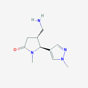 molecular formula C10H16N4O B2876574 rac-(4R,5S)-4-(aminomethyl)-1-methyl-5-(1-methyl-1H-pyrazol-4-yl)pyrrolidin-2-one, trans CAS No. 1909288-45-4