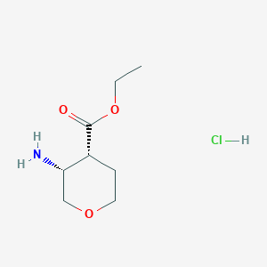molecular formula C8H16ClNO3 B2876575 Cis-ethyl 3-aminotetrahydro-2H-pyran-4-carboxylate hydrochloride CAS No. 1363405-28-0