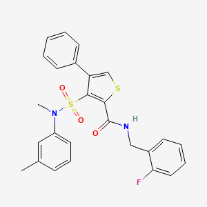 molecular formula C26H23FN2O3S2 B2876619 N-[(2-fluorophenyl)methyl]-3-[methyl(3-methylphenyl)sulfamoyl]-4-phenylthiophene-2-carboxamide CAS No. 1114660-03-5