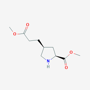 molecular formula C10H17NO4 B2876635 Methyl (2S,4S)-4-(3-methoxy-3-oxopropyl)pyrrolidine-2-carboxylate CAS No. 2241128-39-0