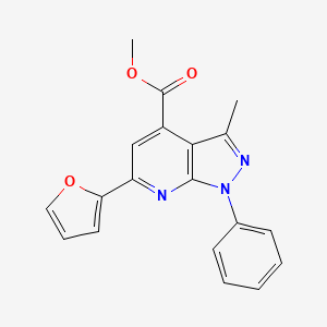molecular formula C19H15N3O3 B2876650 methyl 6-(furan-2-yl)-3-methyl-1-phenyl-1H-pyrazolo[3,4-b]pyridine-4-carboxylate CAS No. 832746-65-3