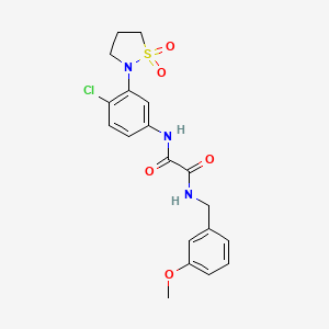 molecular formula C19H20ClN3O5S B2876681 N1-(4-chloro-3-(1,1-dioxidoisothiazolidin-2-yl)phenyl)-N2-(3-methoxybenzyl)oxalamide CAS No. 1105216-50-9