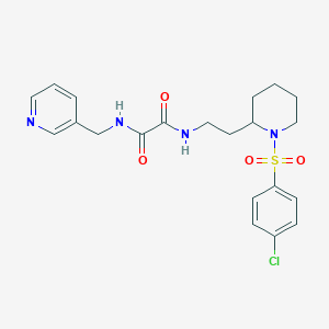 molecular formula C21H25ClN4O4S B2876684 N1-(2-(1-((4-chlorophenyl)sulfonyl)piperidin-2-yl)ethyl)-N2-(pyridin-3-ylmethyl)oxalamide CAS No. 898426-06-7