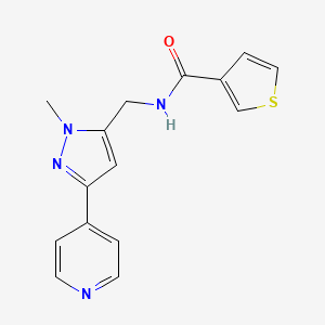 molecular formula C15H14N4OS B2876716 N-{[1-methyl-3-(pyridin-4-yl)-1H-pyrazol-5-yl]methyl}thiophene-3-carboxamide CAS No. 2309344-78-1
