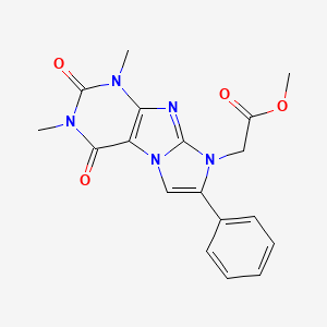 molecular formula C18H17N5O4 B2876718 methyl 2-{1,3-dimethyl-2,4-dioxo-7-phenyl-1H,2H,3H,4H,8H-imidazo[1,2-g]purin-8-yl}acetate CAS No. 727662-95-5