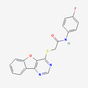 2-([1]benzofuro[3,2-d]pyrimidin-4-ylsulfanyl)-N-(4-fluorophenyl)acetamide