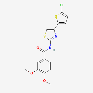 molecular formula C16H13ClN2O3S2 B2876760 N-(4-(5-chlorothiophen-2-yl)thiazol-2-yl)-3,4-dimethoxybenzamide CAS No. 325986-74-1