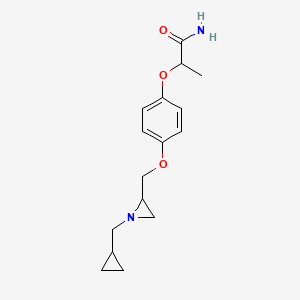 B2876794 2-[4-[[1-(Cyclopropylmethyl)aziridin-2-yl]methoxy]phenoxy]propanamide CAS No. 2418672-76-9