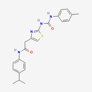 molecular formula C22H24N4O2S B2876807 N-(4-isopropylphenyl)-2-(2-(3-(p-tolyl)ureido)thiazol-4-yl)acetamide CAS No. 921481-55-2