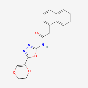 molecular formula C18H15N3O4 B2876826 N-(5-(5,6-dihydro-1,4-dioxin-2-yl)-1,3,4-oxadiazol-2-yl)-2-(naphthalen-1-yl)acetamide CAS No. 851095-02-8