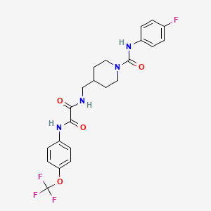 molecular formula C22H22F4N4O4 B2876836 N-({1-[(4-fluorophenyl)carbamoyl]piperidin-4-yl}methyl)-N'-[4-(trifluoromethoxy)phenyl]ethanediamide CAS No. 1234906-25-2