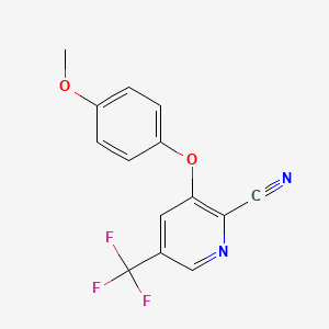 molecular formula C14H9F3N2O2 B2876882 3-(4-Methoxyphenoxy)-5-(trifluoromethyl)picolinonitrile CAS No. 338758-48-8