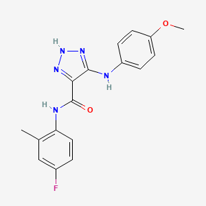 molecular formula C17H16FN5O2 B2876894 N-(4-fluoro-2-methylphenyl)-5-((4-methoxyphenyl)amino)-1H-1,2,3-triazole-4-carboxamide CAS No. 1185139-71-2