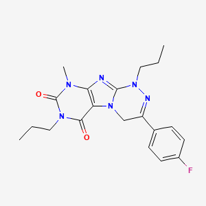 molecular formula C20H23FN6O2 B2876904 3-(4-fluorophenyl)-9-methyl-1,7-dipropyl-4H-purino[8,7-c][1,2,4]triazine-6,8-dione CAS No. 898443-82-8