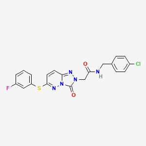 molecular formula C20H15ClFN5O2S B2876916 N-[(4-chlorophenyl)methyl]-2-{6-[(3-fluorophenyl)sulfanyl]-3-oxo-2H,3H-[1,2,4]triazolo[4,3-b]pyridazin-2-yl}acetamide CAS No. 1114903-09-1
