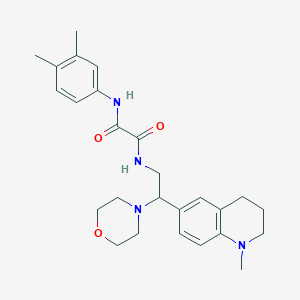 molecular formula C26H34N4O3 B2876922 N'-(3,4-dimethylphenyl)-N-[2-(1-methyl-1,2,3,4-tetrahydroquinolin-6-yl)-2-(morpholin-4-yl)ethyl]ethanediamide CAS No. 922120-57-8
