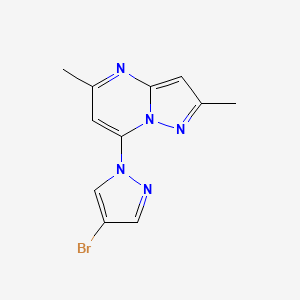 molecular formula C11H10BrN5 B2876926 4-bromo-1-{2,5-dimethylpyrazolo[1,5-a]pyrimidin-7-yl}-1H-pyrazole CAS No. 2320506-09-8
