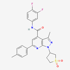 molecular formula C25H22F2N4O3S B2876952 N-(3,4-difluorophenyl)-1-(1,1-dioxidotetrahydrothiophen-3-yl)-3-methyl-6-(p-tolyl)-1H-pyrazolo[3,4-b]pyridine-4-carboxamide CAS No. 1105245-63-3