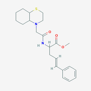 molecular formula C22H30N2O3S B2877015 Methyl (E)-2-[[2-(2,3,4a,5,6,7,8,8a-octahydrobenzo[b][1,4]thiazin-4-yl)acetyl]amino]-5-phenylpent-4-enoate CAS No. 2460763-60-2