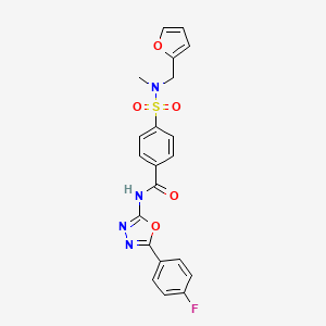 molecular formula C21H17FN4O5S B2877050 N-(5-(4-fluorophenyl)-1,3,4-oxadiazol-2-yl)-4-(N-(furan-2-ylmethyl)-N-methylsulfamoyl)benzamide CAS No. 899735-31-0