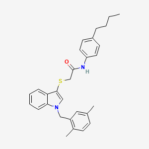 molecular formula C29H32N2OS B2877078 N-(4-butylphenyl)-2-({1-[(2,5-dimethylphenyl)methyl]-1H-indol-3-yl}sulfanyl)acetamide CAS No. 851412-65-2