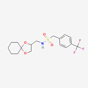 molecular formula C17H22F3NO4S B2877109 N-({1,4-dioxaspiro[4.5]decan-2-yl}methyl)-1-[4-(trifluoromethyl)phenyl]methanesulfonamide CAS No. 1396844-42-0