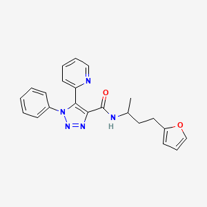 molecular formula C22H21N5O2 B2877120 N-[4-(furan-2-yl)butan-2-yl]-1-phenyl-5-(pyridin-2-yl)-1H-1,2,3-triazole-4-carboxamide CAS No. 1396854-66-2