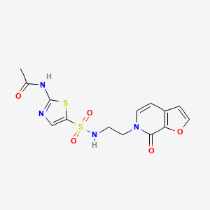 molecular formula C14H14N4O5S2 B2877130 N-(5-(N-(2-(7-oxofuro[2,3-c]pyridin-6(7H)-yl)ethyl)sulfamoyl)thiazol-2-yl)acetamide CAS No. 2034324-46-2