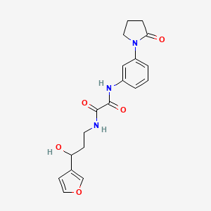 molecular formula C19H21N3O5 B2877138 N-[3-(FURAN-3-YL)-3-HYDROXYPROPYL]-N'-[3-(2-OXOPYRROLIDIN-1-YL)PHENYL]ETHANEDIAMIDE CAS No. 1428348-96-2