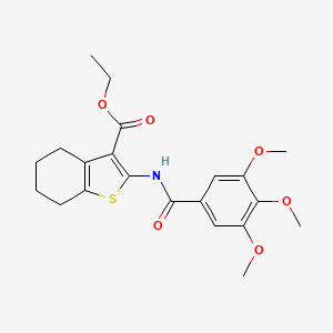 molecular formula C21H25NO6S B2877139 Ethyl 2-{[(3,4,5-trimethoxyphenyl)carbonyl]amino}-4,5,6,7-tetrahydro-1-benzothiophene-3-carboxylate CAS No. 72625-07-1