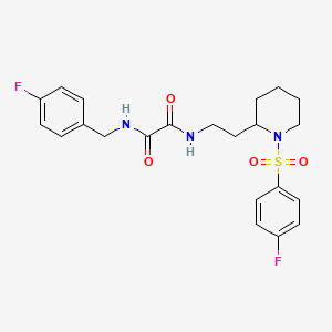 molecular formula C22H25F2N3O4S B2877141 N1-(4-fluorobenzyl)-N2-(2-(1-((4-fluorophenyl)sulfonyl)piperidin-2-yl)ethyl)oxalamide CAS No. 898449-96-2