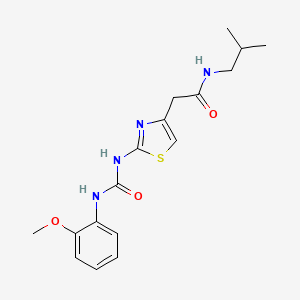 molecular formula C17H22N4O3S B2877169 N-isobutyl-2-(2-(3-(2-methoxyphenyl)ureido)thiazol-4-yl)acetamide CAS No. 923173-33-5