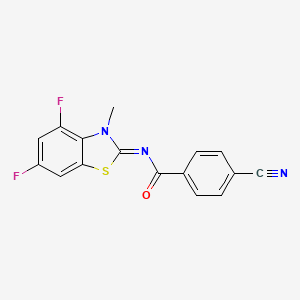 4-cyano-N-(4,6-difluoro-3-methyl-1,3-benzothiazol-2-ylidene)benzamide
