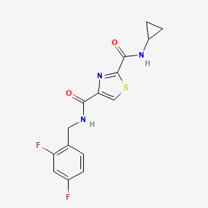 molecular formula C15H13F2N3O2S B2877196 N2-cyclopropyl-N4-[(2,4-difluorophenyl)methyl]-1,3-thiazole-2,4-dicarboxamide CAS No. 1251616-02-0