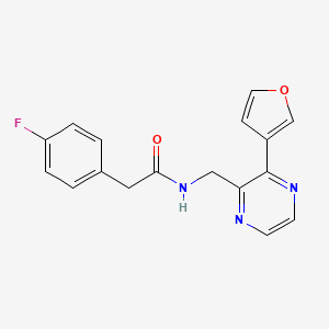 molecular formula C17H14FN3O2 B2877236 2-(4-fluorophenyl)-N-((3-(furan-3-yl)pyrazin-2-yl)methyl)acetamide CAS No. 2034430-98-1