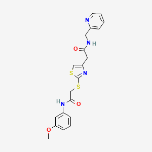 molecular formula C20H20N4O3S2 B2877255 2-[2-({[(3-methoxyphenyl)carbamoyl]methyl}sulfanyl)-1,3-thiazol-4-yl]-N-[(pyridin-2-yl)methyl]acetamide CAS No. 941961-45-1