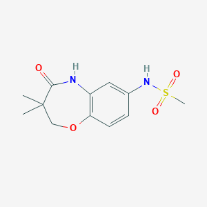 molecular formula C12H16N2O4S B2877298 N-(3,3-dimethyl-4-oxo-2,3,4,5-tetrahydrobenzo[b][1,4]oxazepin-7-yl)methanesulfonamide CAS No. 922004-47-5