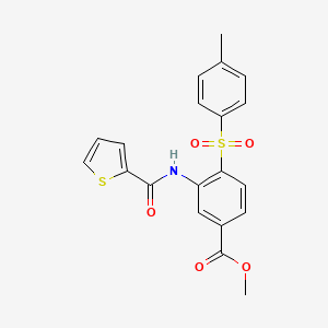 molecular formula C20H17NO5S2 B2877323 Methyl 4-[(4-methylphenyl)sulfonyl]-3-[(2-thienylcarbonyl)amino]benzenecarboxylate CAS No. 477858-89-2