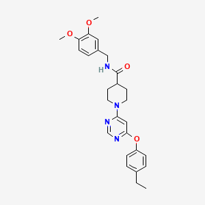 molecular formula C27H32N4O4 B2877360 N-[(3,4-dimethoxyphenyl)methyl]-1-[6-(4-ethylphenoxy)pyrimidin-4-yl]piperidine-4-carboxamide CAS No. 1116045-22-7