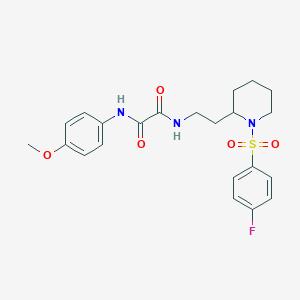 molecular formula C22H26FN3O5S B2877371 N-{2-[1-(4-fluorobenzenesulfonyl)piperidin-2-yl]ethyl}-N'-(4-methoxyphenyl)ethanediamide CAS No. 898415-10-6