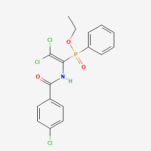 molecular formula C17H15Cl3NO3P B2877374 ethyl {2,2-dichloro-1-[(4-chlorophenyl)formamido]ethenyl}(phenyl)phosphinate CAS No. 64950-23-8